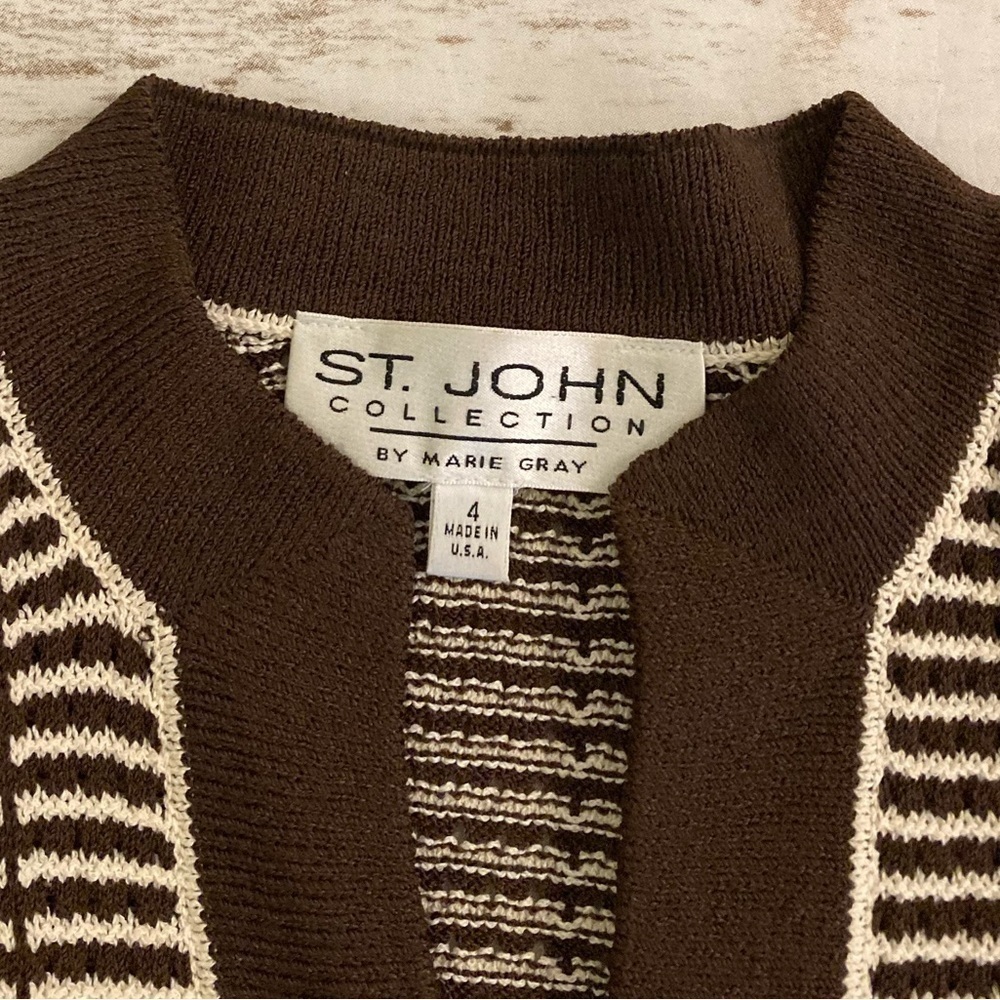 Women's Brown Knit Jacket & Pants Set - Classic Two-Piece - Picture 2 of 16